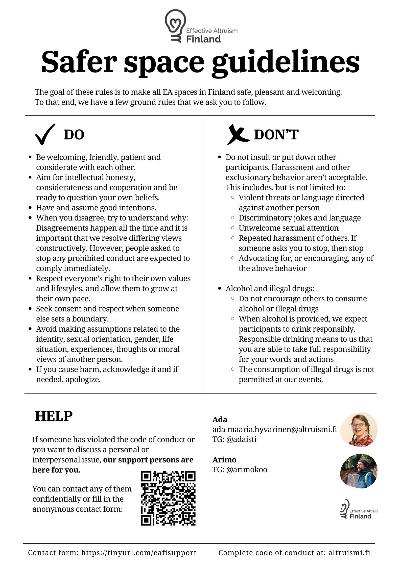 Safer space guidelines PDF